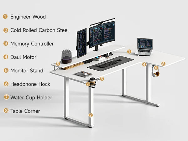 Auron Apex™ L-Shaped Standing Desk