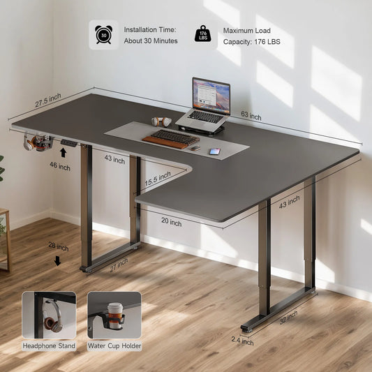 Auron Apex™ L-Shaped Standing Desk